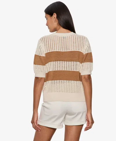 Sanctuary Beachside Openwork Stripe Sweater In Neutral