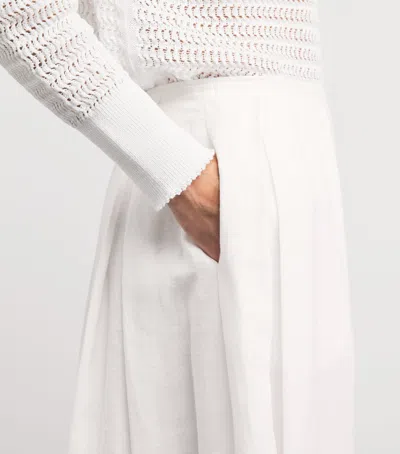 Lafayette 148 Organic Linen Embroidered Cutout Maxi Skirt In White