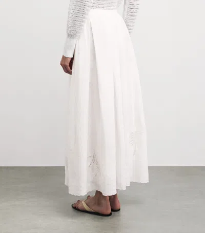 Lafayette 148 Organic Linen Embroidered Cutout Maxi Skirt In White