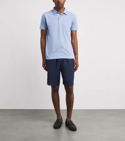 Sunspel Linen Drawstring Shorts In Blue