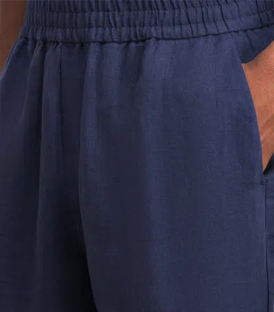 Sunspel Linen Drawstring Shorts In Blue