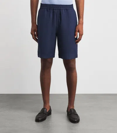 Sunspel Linen Drawstring Shorts In Blue