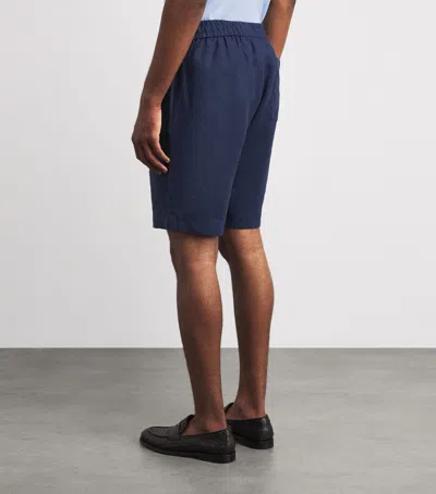 Sunspel Linen Drawstring Shorts In Blue