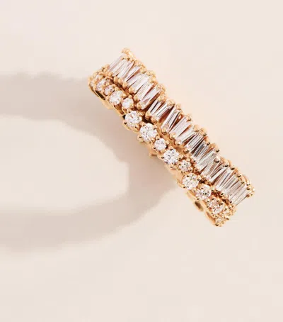 Suzanne Kalan Rose Gold And Diamond Classic Short Stack Eternity Ring In Gold