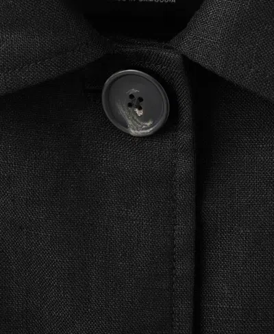 Mango Belted Linen Jacket In Black