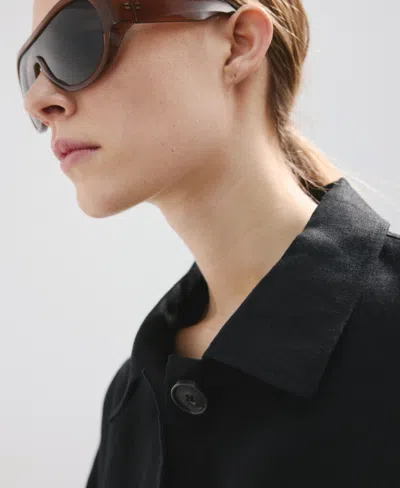 Mango Belted Linen Jacket In Black