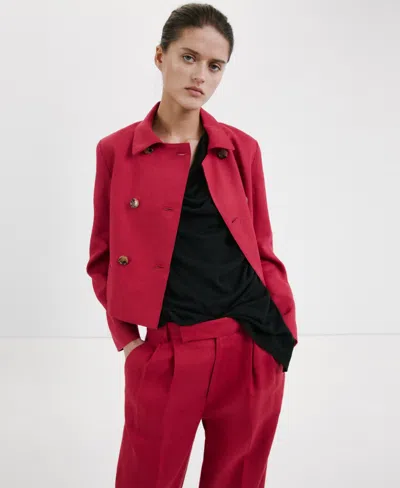 Mango Mid-rise Lyocell Pants In Red