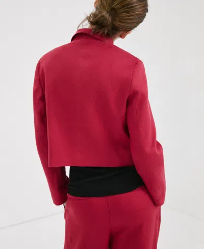 Mango Double Breasted Linen Jacket In Red