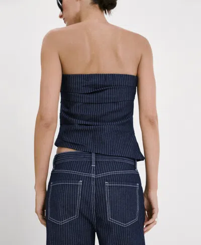 Mango Asymmetrical Strapless Top In Blue