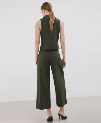Mango Pull-on Straight Leg Knit Pants In Green