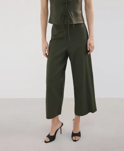 Mango Pull-on Straight Leg Knit Pants In Green