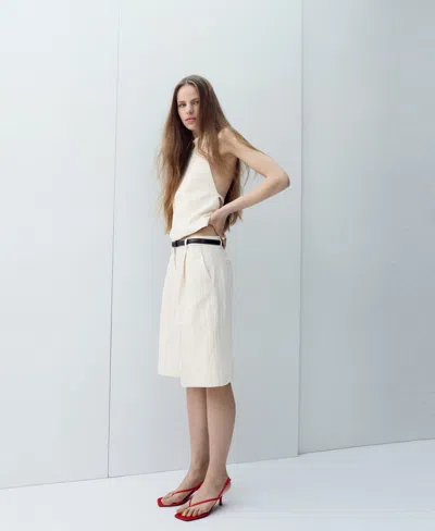 Mango Open Back Halter Top In Neutral
