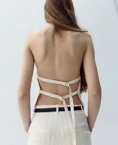 Mango Open Back Halter Top In Neutral