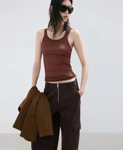Mango Relaxed Cargo Jeans In Brown