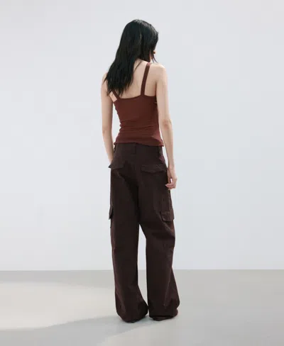 Mango Relaxed Cargo Jeans In Brown