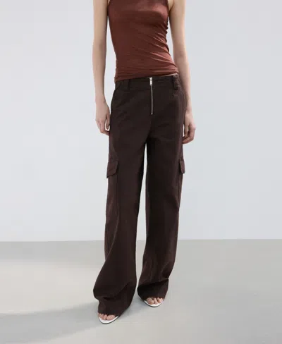 Mango Relaxed Cargo Jeans In Brown