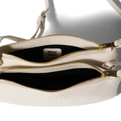 Miu Miu Leather Pouch In White