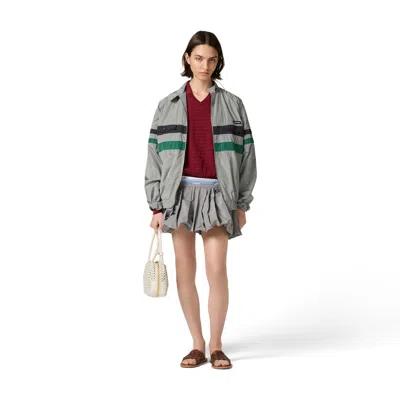 Miu Miu Striped Jacket Front Pockets Elasticated Cuffs In Gold