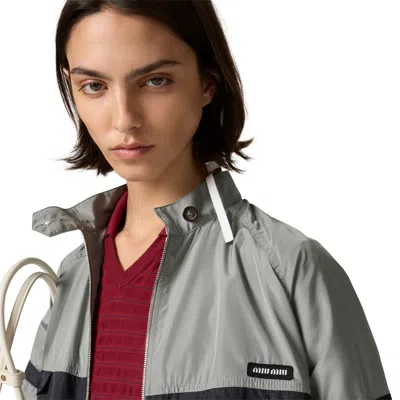 Miu Miu Striped Jacket Front Pockets Elasticated Cuffs In Gold