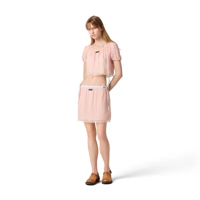 Miu Miu Layered Crinkle Silk Crop Top In Pink