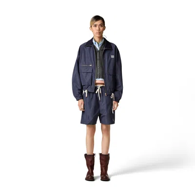 Miu Miu Technical Fabric Blouson Jacket In Blue