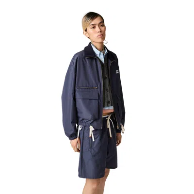 Miu Miu Technical Fabric Blouson Jacket In Blue