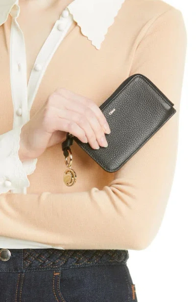 Chloé Chloe Alphabet Leather Card Case In Black