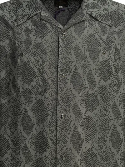 Needles Cowboy One Up Shirt Python Jacquard In Gray