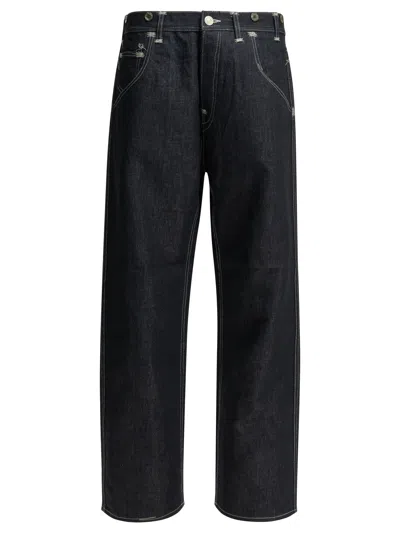 Junya Watanabe Navy Blue Solid Jeans In Black