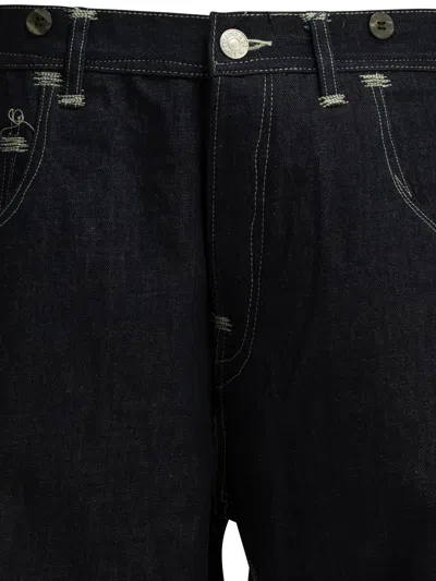 Junya Watanabe Navy Blue Solid Jeans In Black