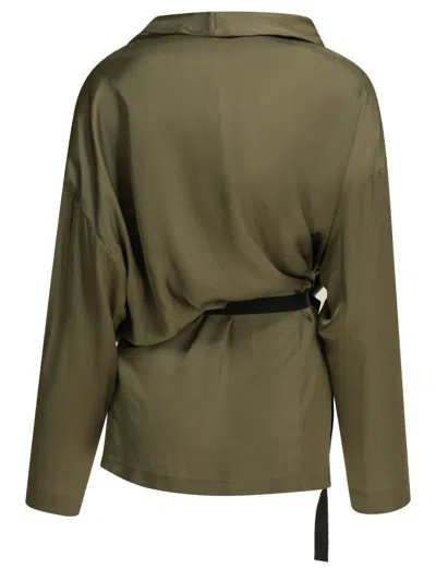 Sa Su Phi Draped Belted Wrap Jacket In Green