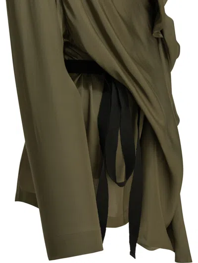 Sa Su Phi Draped Belted Wrap Jacket In Green