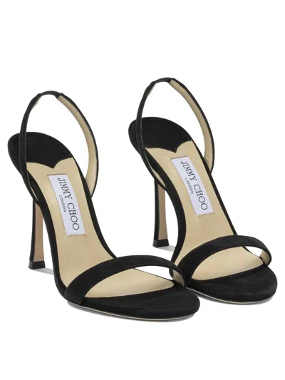 Jimmy Choo Jenn 85mm Suede Slingback Sandals In Black