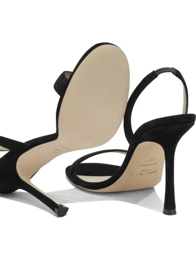 Jimmy Choo Jenn 85mm Suede Slingback Sandals In Black
