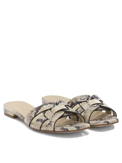 Sergio Levantesi Norma6 Snake-effect Caged Sandals In White
