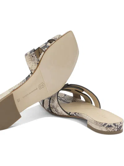 Sergio Levantesi Norma6 Snake-effect Caged Sandals In White