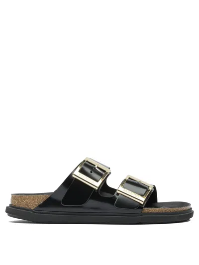 Birkenstock Arizona Droplet Buckle Shiny Leather Sandals In Multi