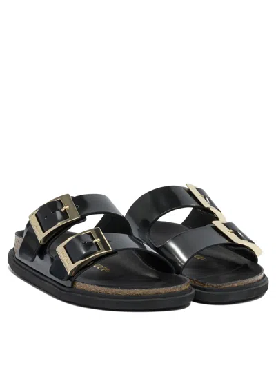 Birkenstock Arizona Droplet Buckle Shiny Leather Sandals In Multi