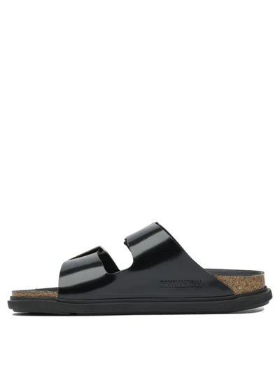 Birkenstock Arizona Droplet Buckle Shiny Leather Sandals In Multi
