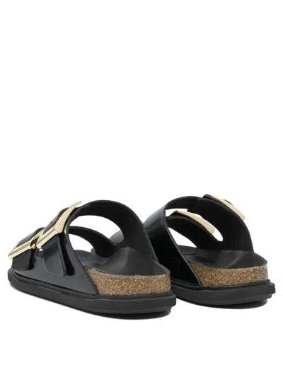 Birkenstock Arizona Droplet Buckle Shiny Leather Sandals In Multi