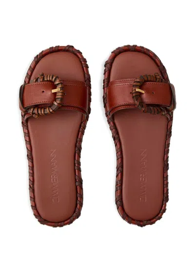 Zimmermann Alchemy Leather Sandals Open Toe Flat Sole In Multi