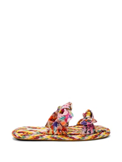 Zimmermann Carousel Printed Raffia Sliders In Multi