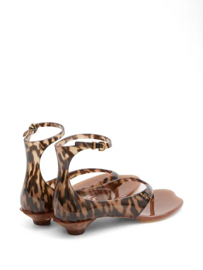 Chloé Jelly Flip-flop Sandals Tropical Print Shell Heel In Black