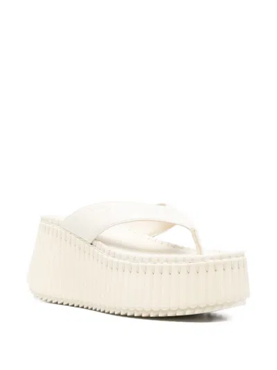 Chloé White Platform Sandals In White