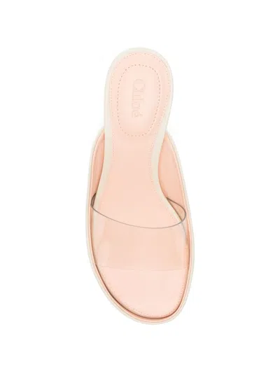 Chloé Womens Chloe Junie Leather And Pvc Heeled Sandals In White