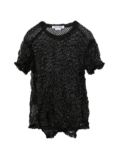 Comme Comme Layered Mesh Knit T Shirt Textured In Black