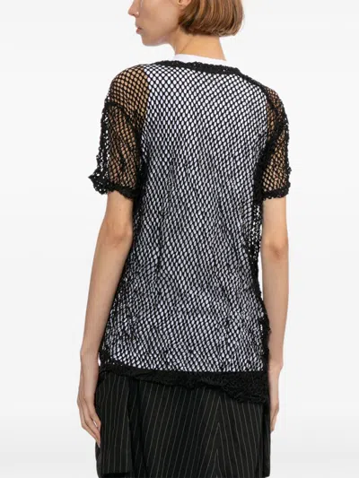 Comme Comme Layered Mesh Knit T Shirt Textured In Black