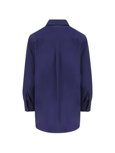 Fendi Poplin Shirt With Cut-out Details In Blue
