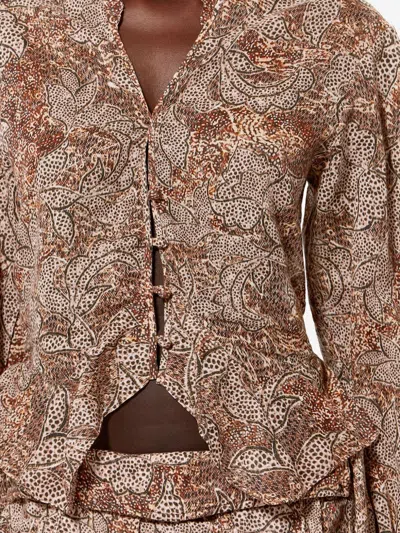 Isabel Marant Women's Celeny Printed Cotton Cinched Blouse In Brown