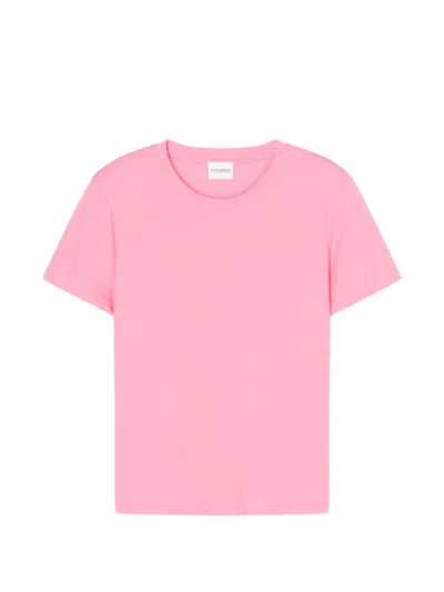 Closed Pink Solid Crew Neck T-shirt In Pink